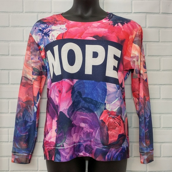 Forever 21 Tops - SOLD ~ Forever 21 NOPE Floral Shirt - Size 1X